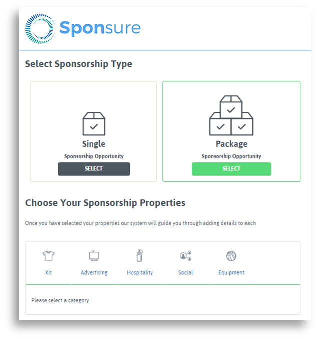 raise sponsorship with Sponsure, sponsorship properties, sponsorship package